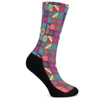 Bohemian Patchwork Pattern Print Crew Socks