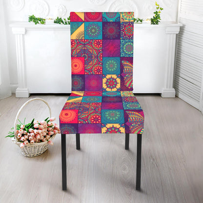Bohemian Patchwork Pattern Print Dining Chair Slipcover
