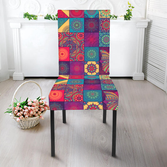 Bohemian Patchwork Pattern Print Dining Chair Slipcover