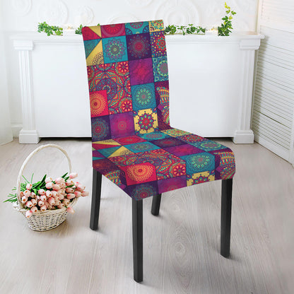 Bohemian Patchwork Pattern Print Dining Chair Slipcover