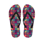 Bohemian Patchwork Pattern Print Flip Flops