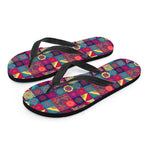 Bohemian Patchwork Pattern Print Flip Flops