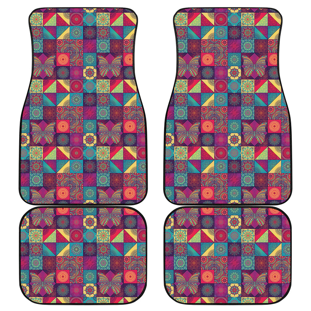 Bohemian Patchwork Pattern Print Front and Back Car Floor Mats