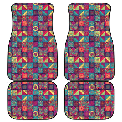 Bohemian Patchwork Pattern Print Front and Back Car Floor Mats