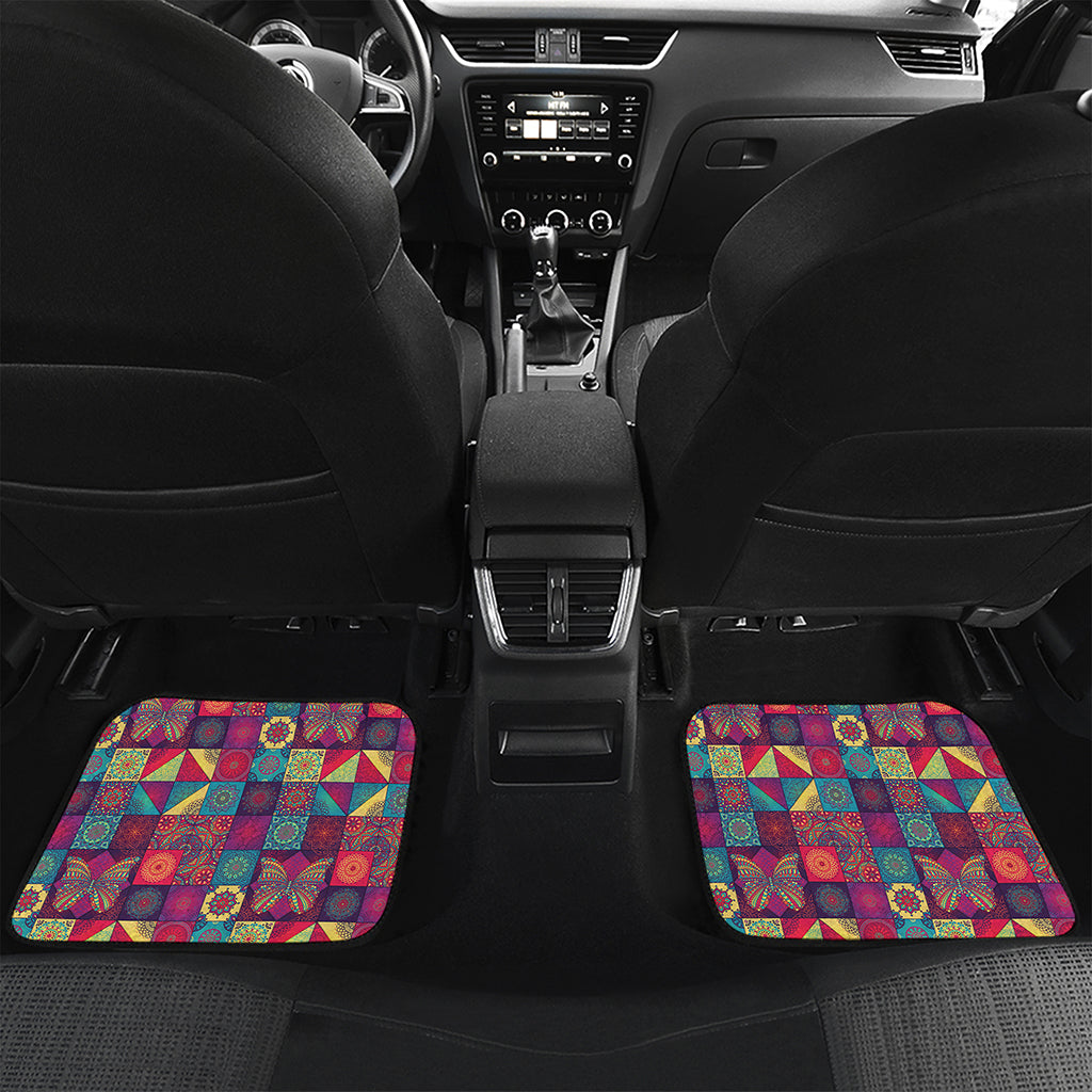 Bohemian Patchwork Pattern Print Front and Back Car Floor Mats