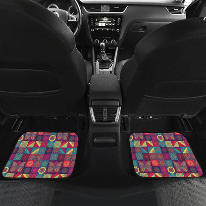 Bohemian Patchwork Pattern Print Front and Back Car Floor Mats