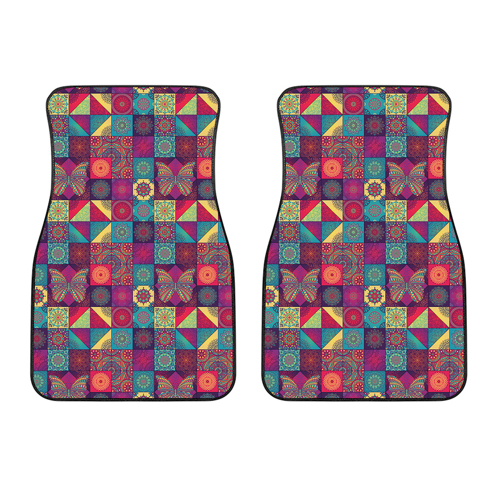 Bohemian Patchwork Pattern Print Front Car Floor Mats