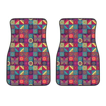 Bohemian Patchwork Pattern Print Front Car Floor Mats