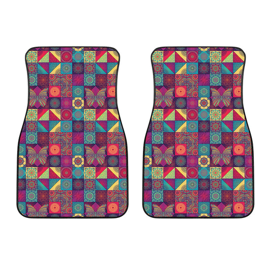 Bohemian Patchwork Pattern Print Front Car Floor Mats