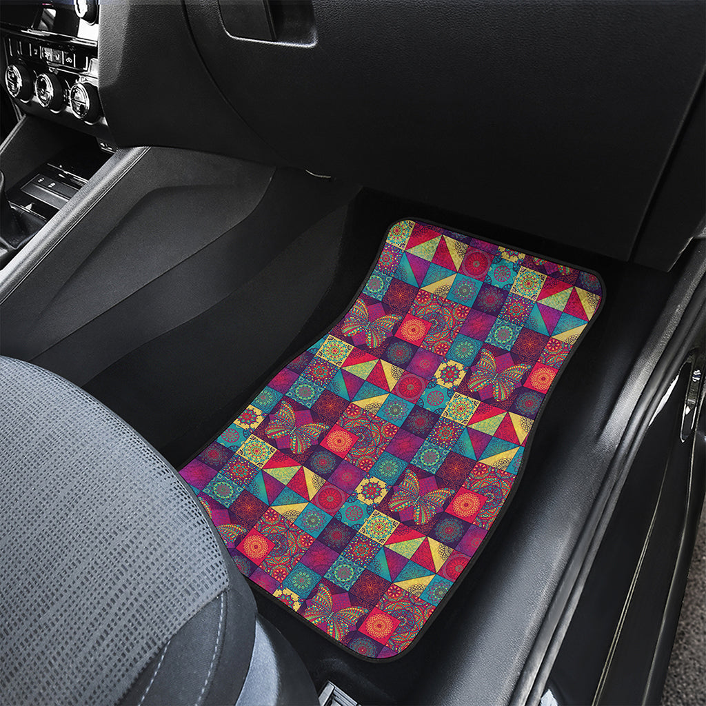Bohemian Patchwork Pattern Print Front Car Floor Mats