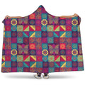 Bohemian Patchwork Pattern Print Hooded Blanket