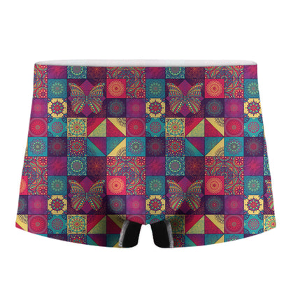 Bohemian Patchwork Pattern Print Men's Boxer Briefs