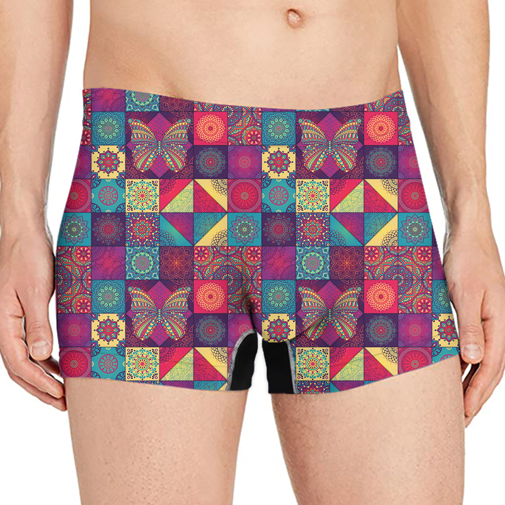 Bohemian Patchwork Pattern Print Men's Boxer Briefs