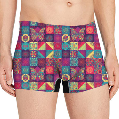 Bohemian Patchwork Pattern Print Men's Boxer Briefs