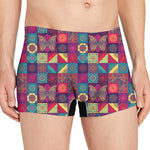 Bohemian Patchwork Pattern Print Men's Boxer Briefs