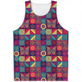 Bohemian Patchwork Pattern Print Men's Tank Top