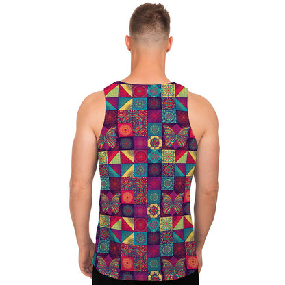 Bohemian Patchwork Pattern Print Men's Tank Top