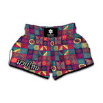 Bohemian Patchwork Pattern Print Muay Thai Boxing Shorts