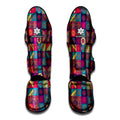 Bohemian Patchwork Pattern Print Muay Thai Shin Guards