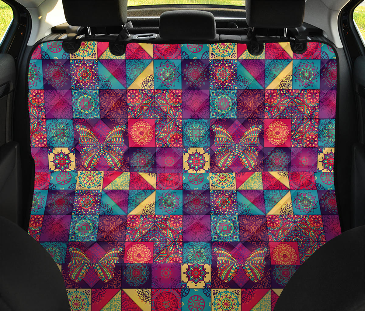 Bohemian Patchwork Pattern Print Pet Car Back Seat Cover