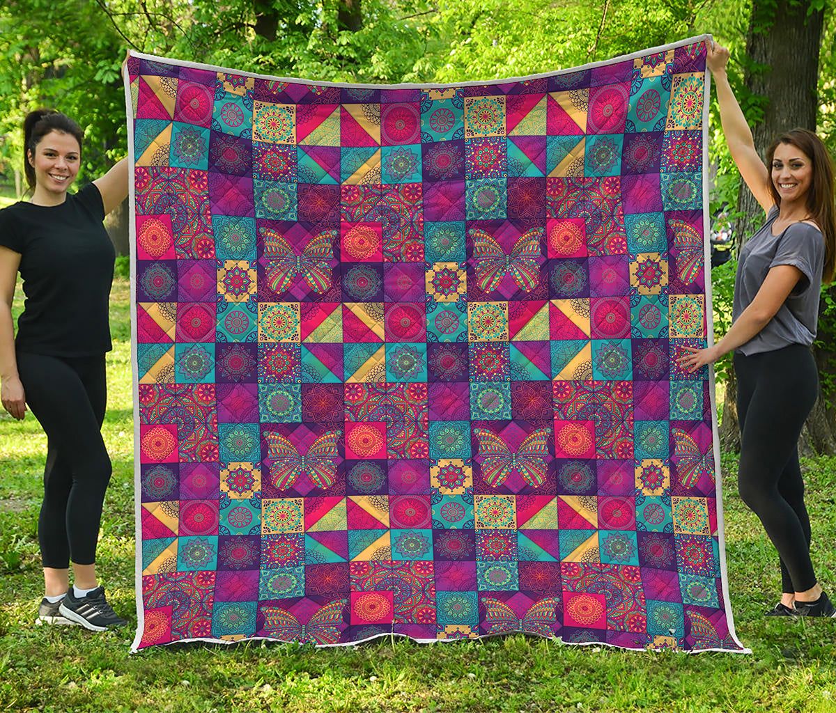 Bohemian Patchwork Pattern Print Quilt