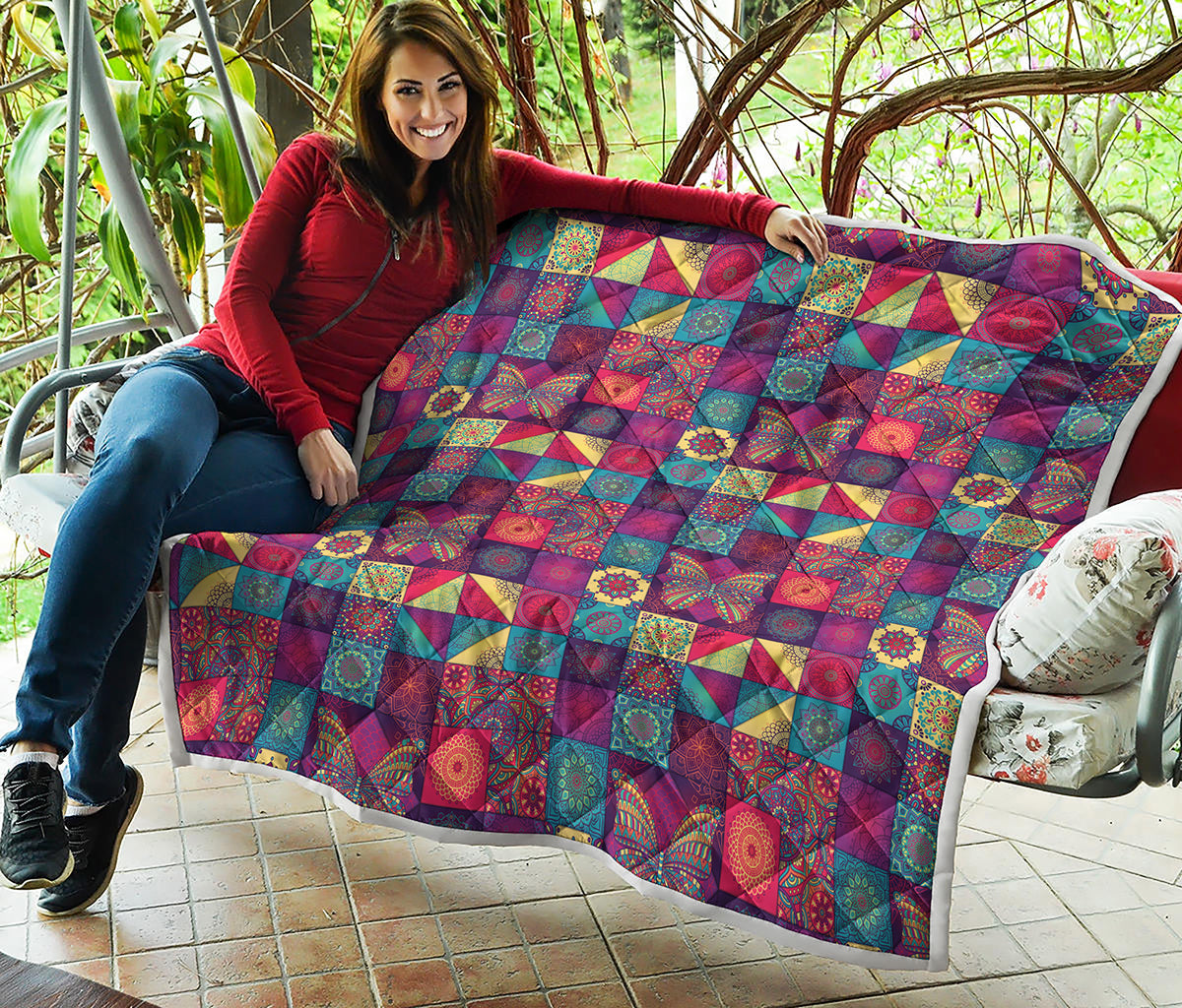 Bohemian Patchwork Pattern Print Quilt
