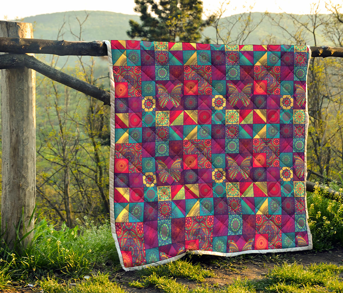 Bohemian Patchwork Pattern Print Quilt
