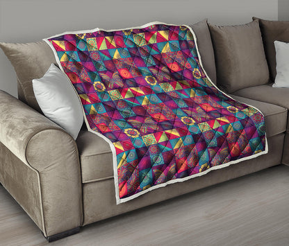 Bohemian Patchwork Pattern Print Quilt