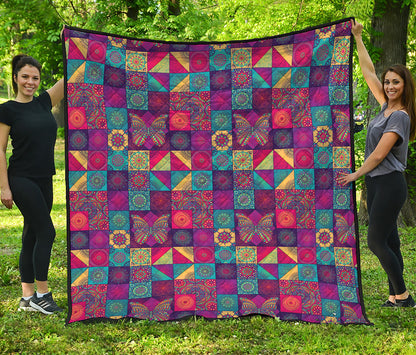 Bohemian Patchwork Pattern Print Quilt