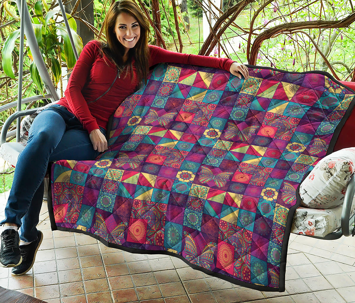 Bohemian Patchwork Pattern Print Quilt