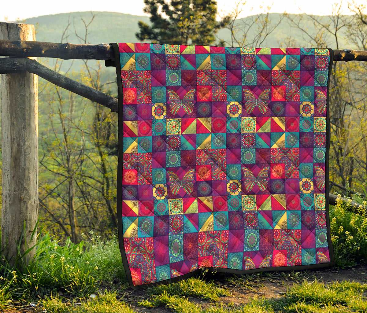 Bohemian Patchwork Pattern Print Quilt