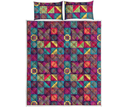 Bohemian Patchwork Pattern Print Quilt Bed Set