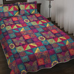 Bohemian Patchwork Pattern Print Quilt Bed Set