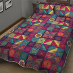 Bohemian Patchwork Pattern Print Quilt Bed Set