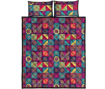 Bohemian Patchwork Pattern Print Quilt Bed Set