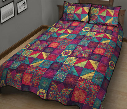 Bohemian Patchwork Pattern Print Quilt Bed Set