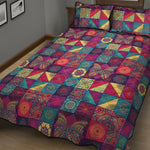 Bohemian Patchwork Pattern Print Quilt Bed Set