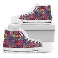 Bohemian Patchwork Pattern Print White High Top Sneakers