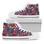 Bohemian Patchwork Pattern Print White High Top Shoes