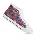 Bohemian Patchwork Pattern Print White High Top Shoes