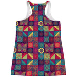 Bohemian Patchwork Pattern Print Women's Racerback Tank Top
