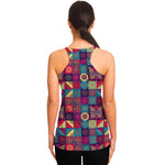 Bohemian Patchwork Pattern Print Women's Racerback Tank Top