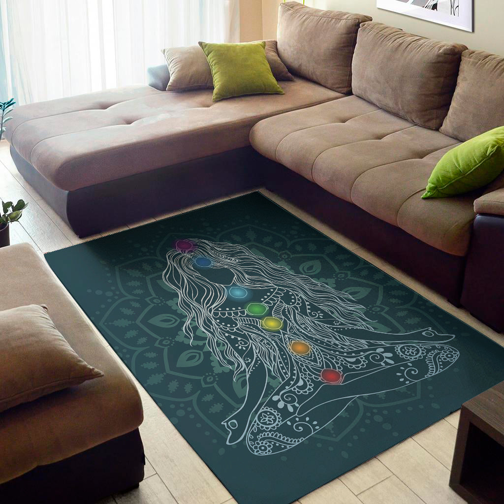 Bohemian Seven Chakras Print Area Rug