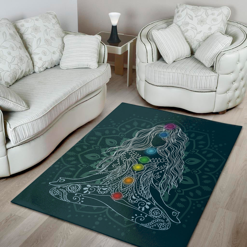 Bohemian Seven Chakras Print Area Rug