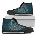 Bohemian Seven Chakras Print Black High Top Shoes