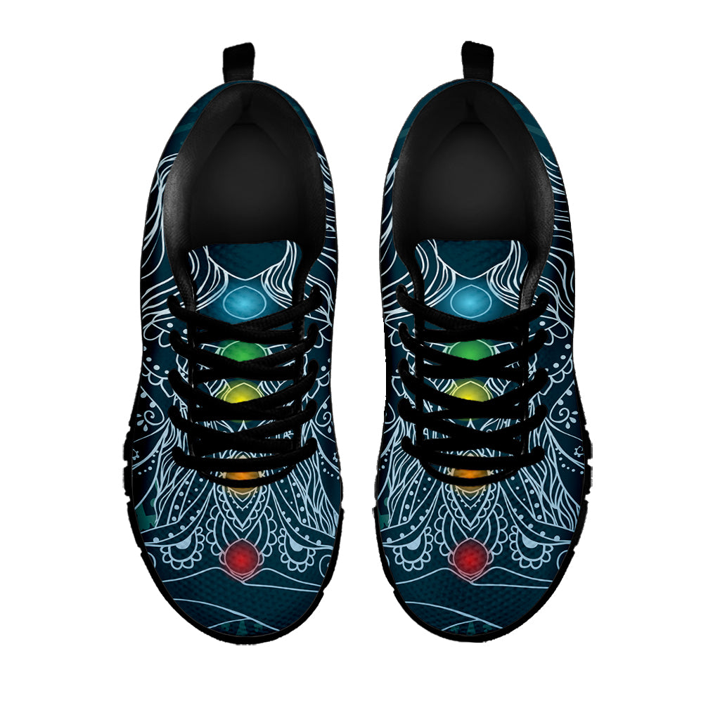 Bohemian Seven Chakras Print Black Sneakers