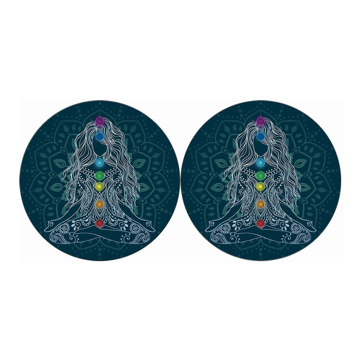 Bohemian Seven Chakras Print Car Coasters