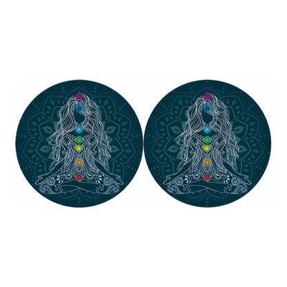 Bohemian Seven Chakras Print Car Coasters