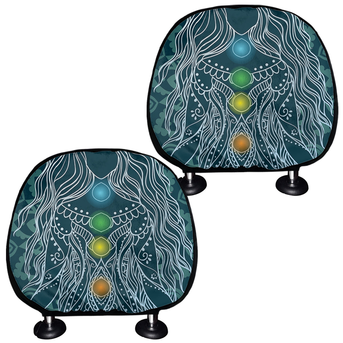 Bohemian Seven Chakras Print Car Headrest Covers