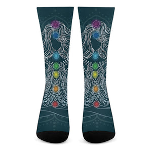 Bohemian Seven Chakras Print Crew Socks